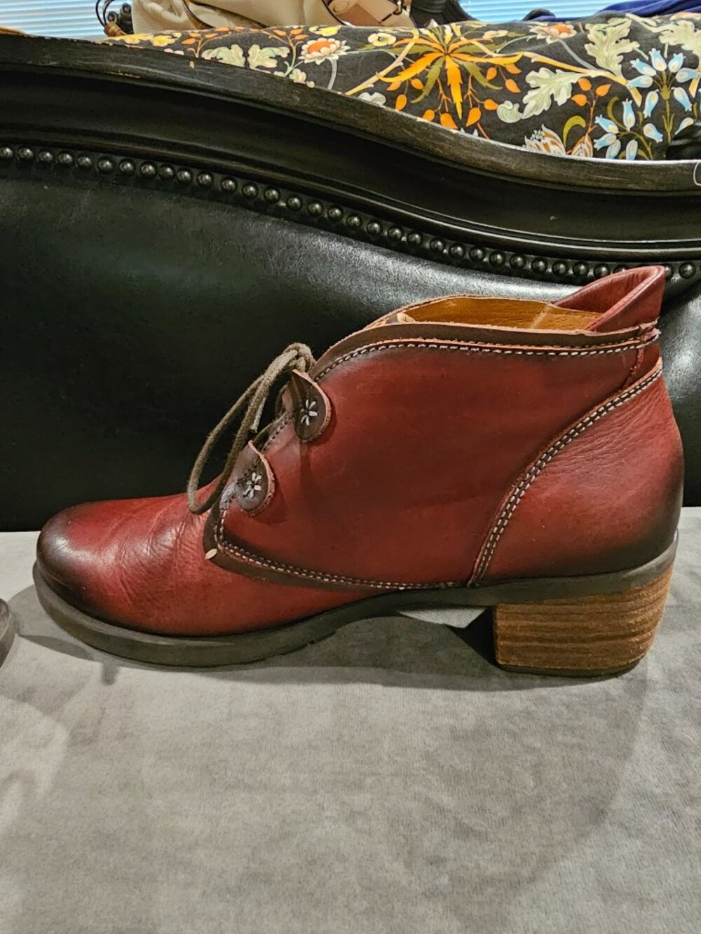 Pikolinos Women's Red Mahogany Lace up Leather Upper Ankle Boots Size 42 or 11 - Picture 7 of 8